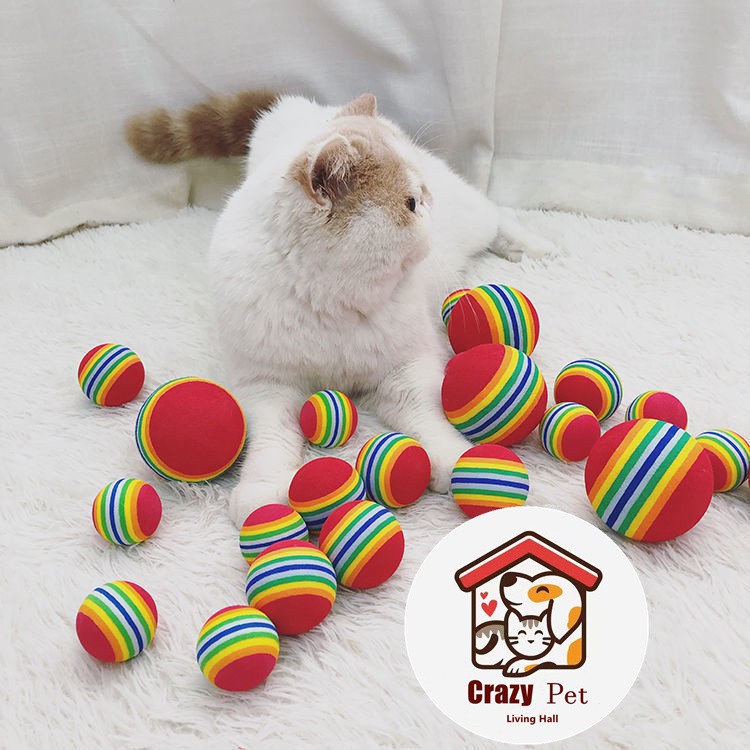 [Crazy Pet] Pet Cat Dog Rainbow Ball Soft EVA 4.2cm