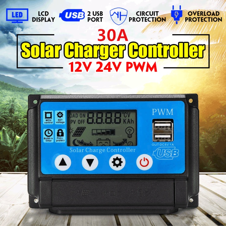 Ph Stock Cod Pwm Solar Panel Controller Battery Charger Charge Solar Controller Regulator 30a Shopee Philippines