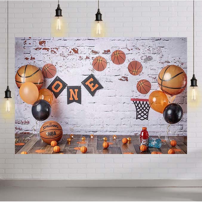 Basketball Theme Photography Backdrop Baby Boy 1st Birthday Cake Smash  Portrait Background Basketball Balloon Decoration | Shopee Philippines