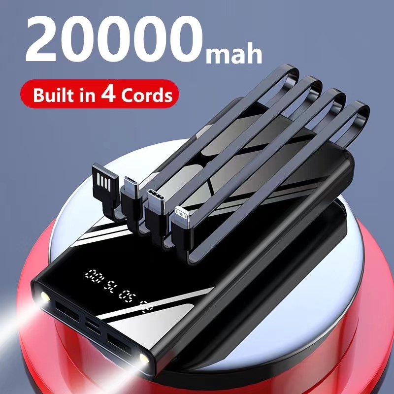 RAM-139 Original Legit 20000mAh Slim Power Bank Built in 4 Cords Full ...