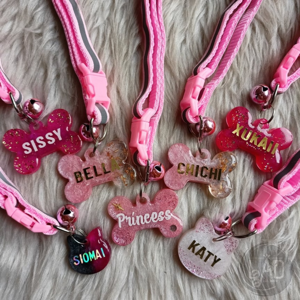 【Ready Stock】▪ﺴCustomized Resin Dog and Cat NAMETAG - with collar
