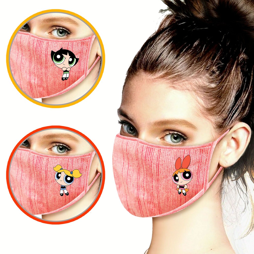 Powerpuff Girls Washable Cotton Canvas Face Mask Adult Dustproof Custom Printed Pollution Mask Shopee Philippines