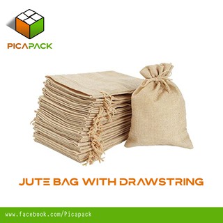 1pc Brown Jute Bag with drawstring Burlap linen drawstring Jute Sack for Jewelry, coffee and wedding