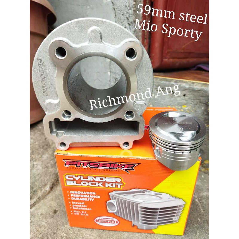 Pitsbike 59mm steel cylinder block borekit set semi dome cast piston