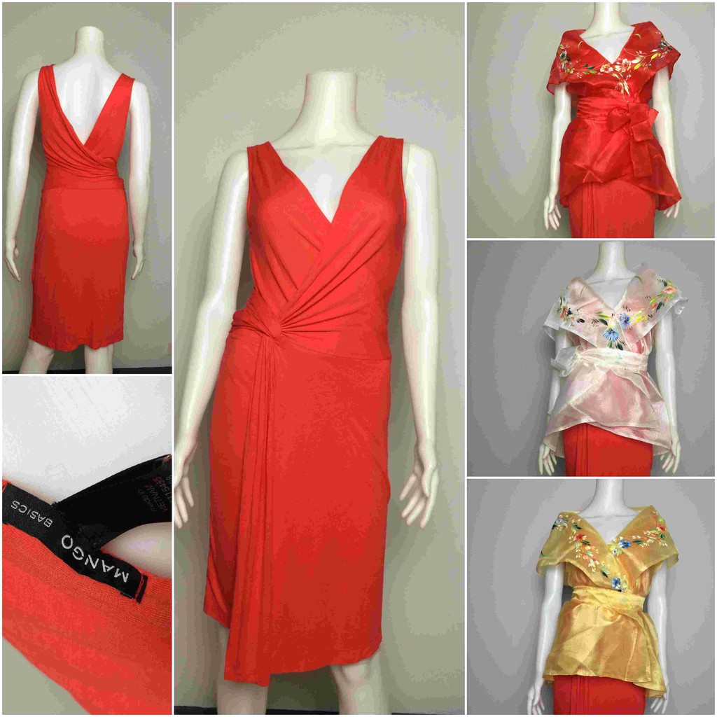 modern filipiniana dress with shawl