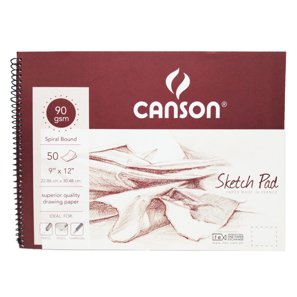 Canson Sketch Pad 50 Sheets 9" X 12" Spiral Bound (90 gsm) Shopee