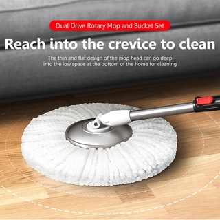 Rotary Mop Bucket Set 360° Stainless Steel Fiber Mop Floor Sweeping Wet and Dry Scrubbing Flat Mop #5