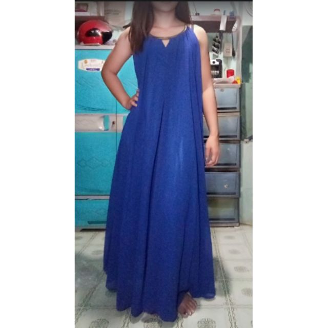 blue chiffon gown