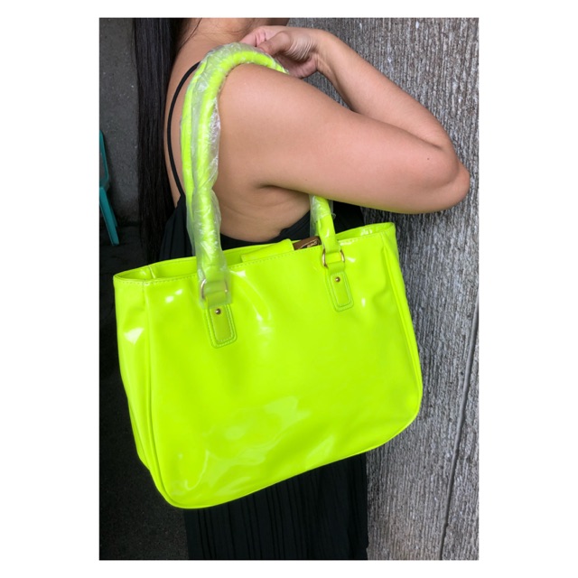 neon yellow tote bag