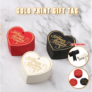 qjoq.ph | 100pcs | Gold Stamping Paper Gift Tags Black, White, Red Hang Label Decor Wedding Gift Tag #1
