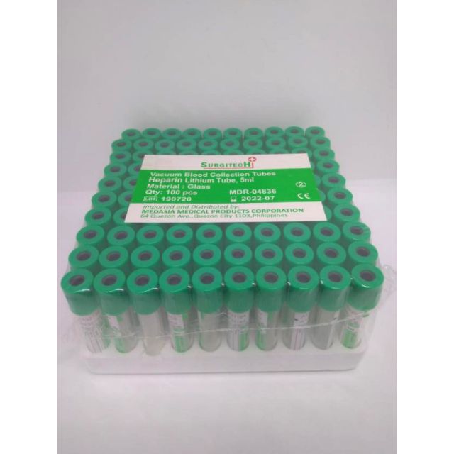 Vacutainer Heparin Lithium / Green top tubes (5ml)