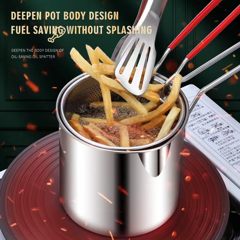 304 stainless stee Deep Fryer Pot Universal with Basket Fryer Pan Fry