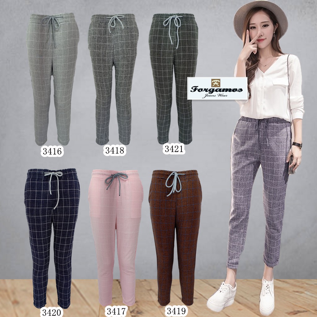 gray plaid pants women