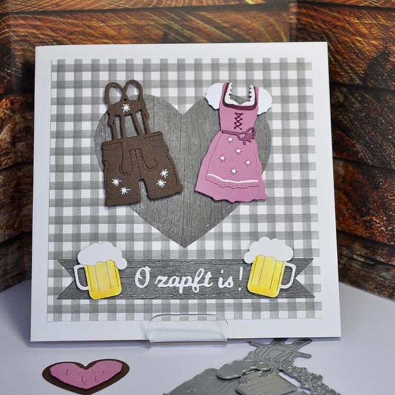 DIY Couple Beer Mug Cup Decoration Metal Cutting Dies for DIY Scrapbook Cutting Die Paper Cards Embossed Decorative Craft Die Cut New