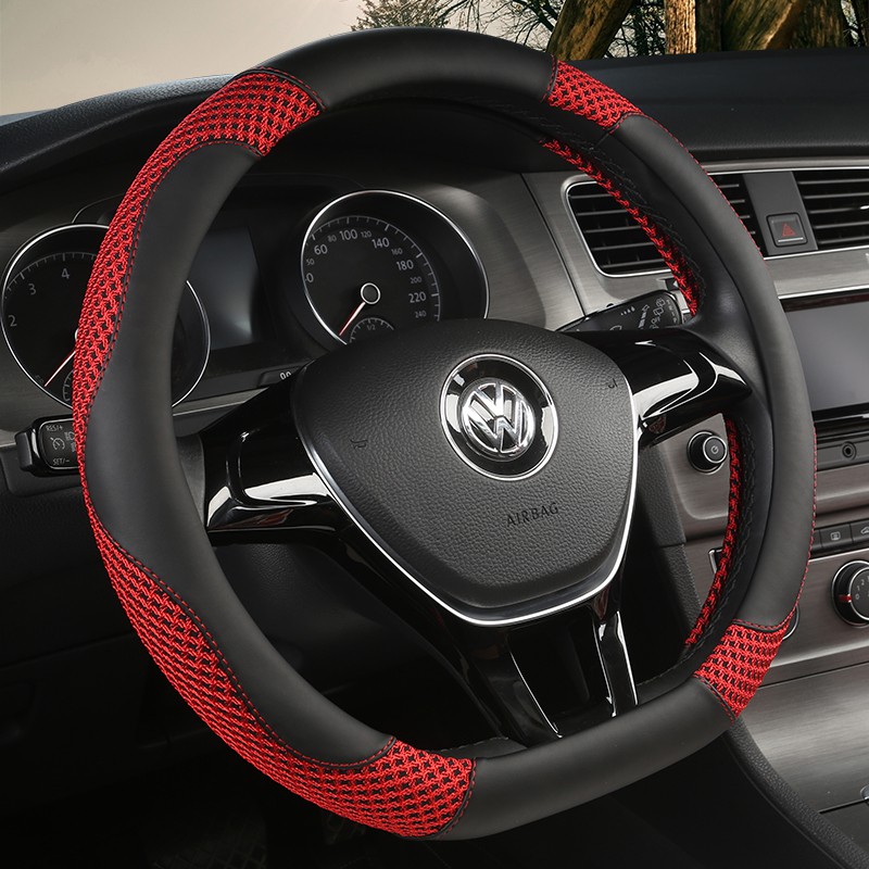 D Shape Steering Wheel Cover Leather + Ice Silk for Geely Atlas Emgrand ...