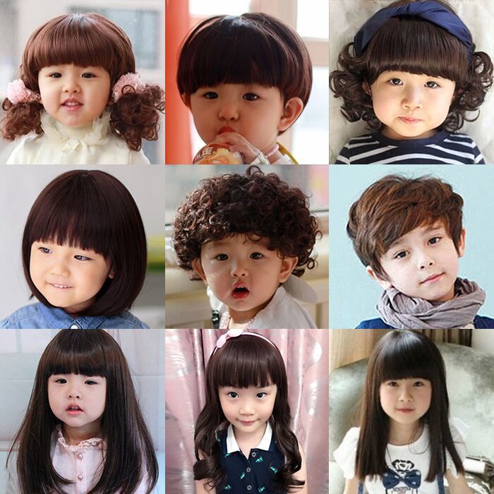 ⊙❉﹊Children s wig boys and girls headdress styling female baby long hair  girls short curly hair prin | Shopee Philippines