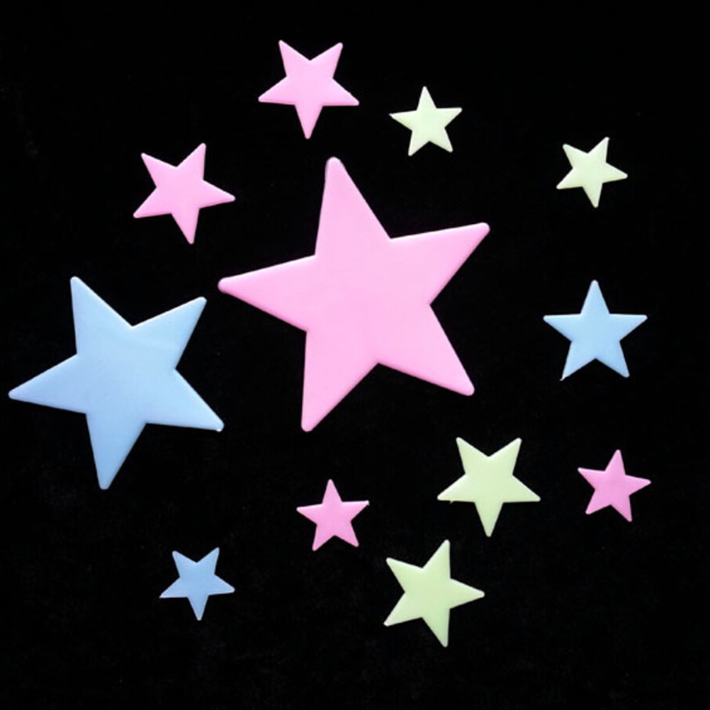 Hopeisland 100 Wall Glow In The Dark Stars Stickers Kids Bedroom Nursery Room Ceiling Decor