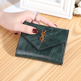 INS New Korean popular simple women's short three-fold wallet fashionable purse card holder