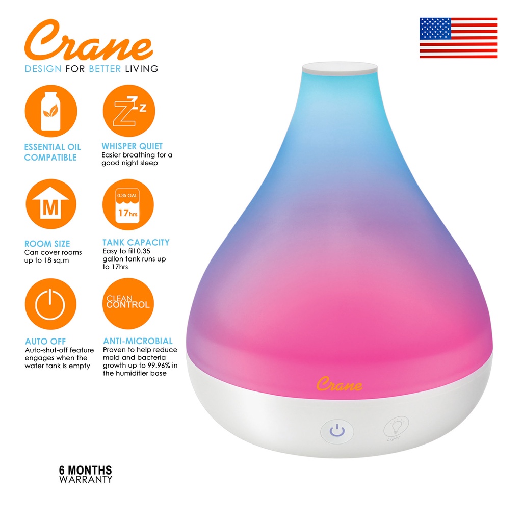 Crane Ee 5953ad Personal Ultrasonic Cool Mist Humidifier With Aroma Diffuser White Shopee Philippines