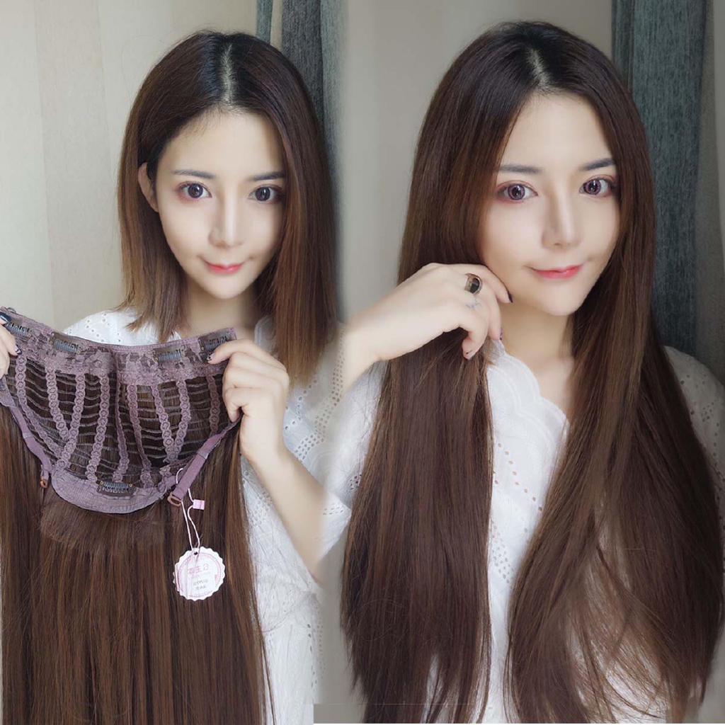 Wig Wig Female Long Straight Hair U Shaped Semi Hooded Net