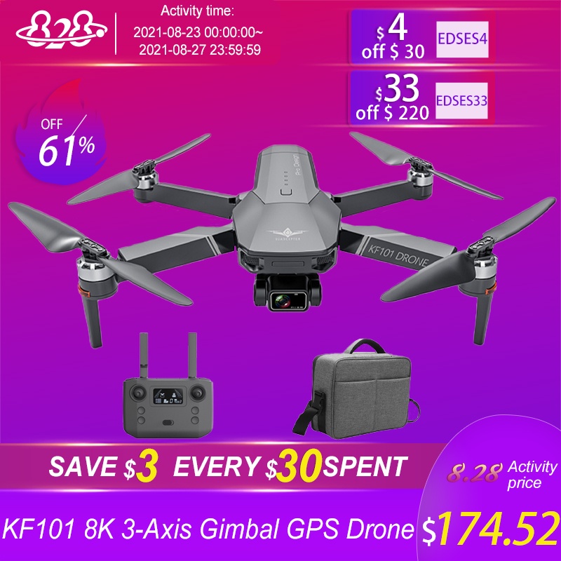 2021 NEW KF101 Drone GPS 4K 6K 8K HD Camera 3Axis Gimbal Profesional