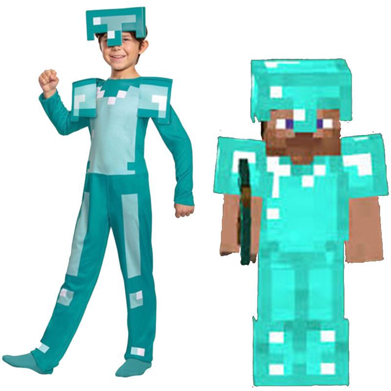 Minecraft Steve Armor Child Boys Cosplay Costume Dress Up Jumpsuit Suit Shopee Philippines