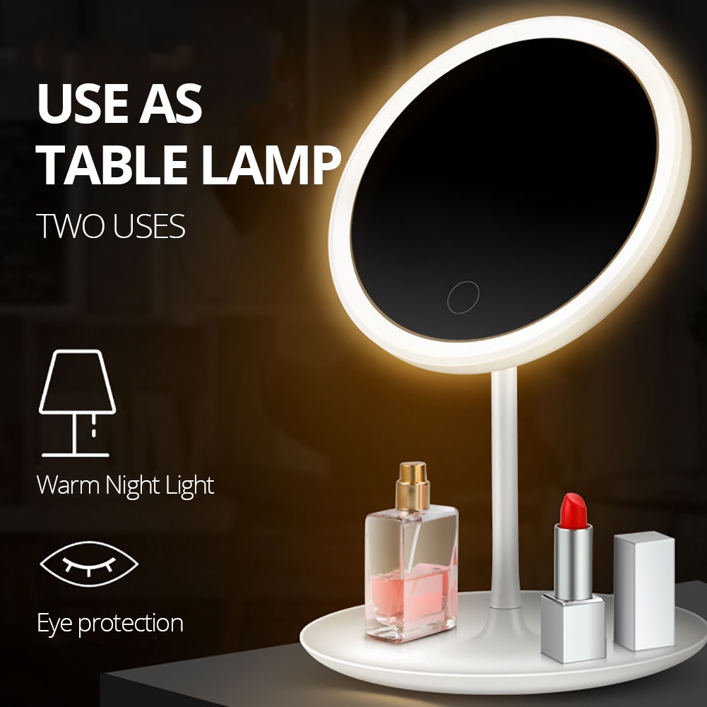 Smart LED Touch Screen Makeup Mirror Tabletop Portable Dimmable Ring ...