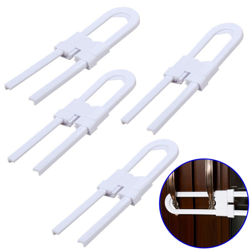 4 Pcs Baby Proofing Cabinet Locks U Shaped Sliding Child Safety