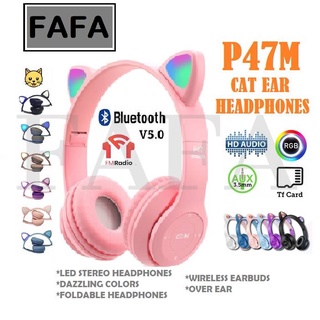 Bluetooth Headphones Headset Headphone Cat Ear With Microphone LED Light Earphone Rechargeable
