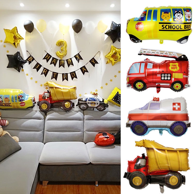 Cartoon Balloons Fire Truck Foil Balloon Ambulance Children Gifts