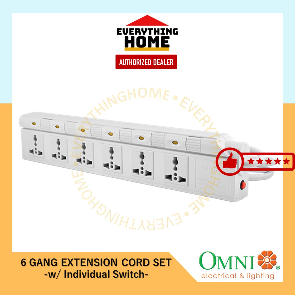 Omni 6 Gang Extension Cord Set W Individual Switches 1 Meter Cord Length Wed 360 Pk Shopee Philippines