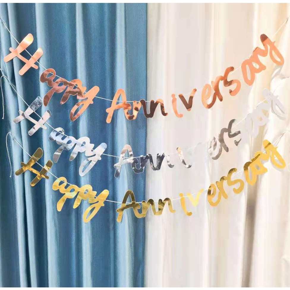 Handwrite gilding Happy Anniversary letters conjoined party decoration ...