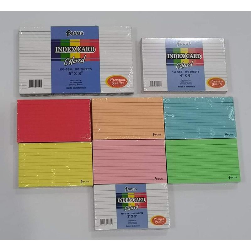 Index Card Colored 5x8 4x6 3x5 100 Sheets Shopee Philippines
