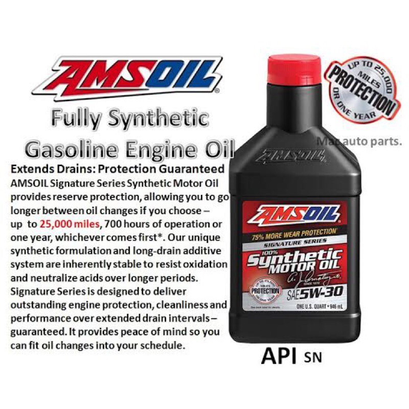 Amsoil Fully Synthetic Oil 5w30 Signature Series (for Gasoline Engines ...