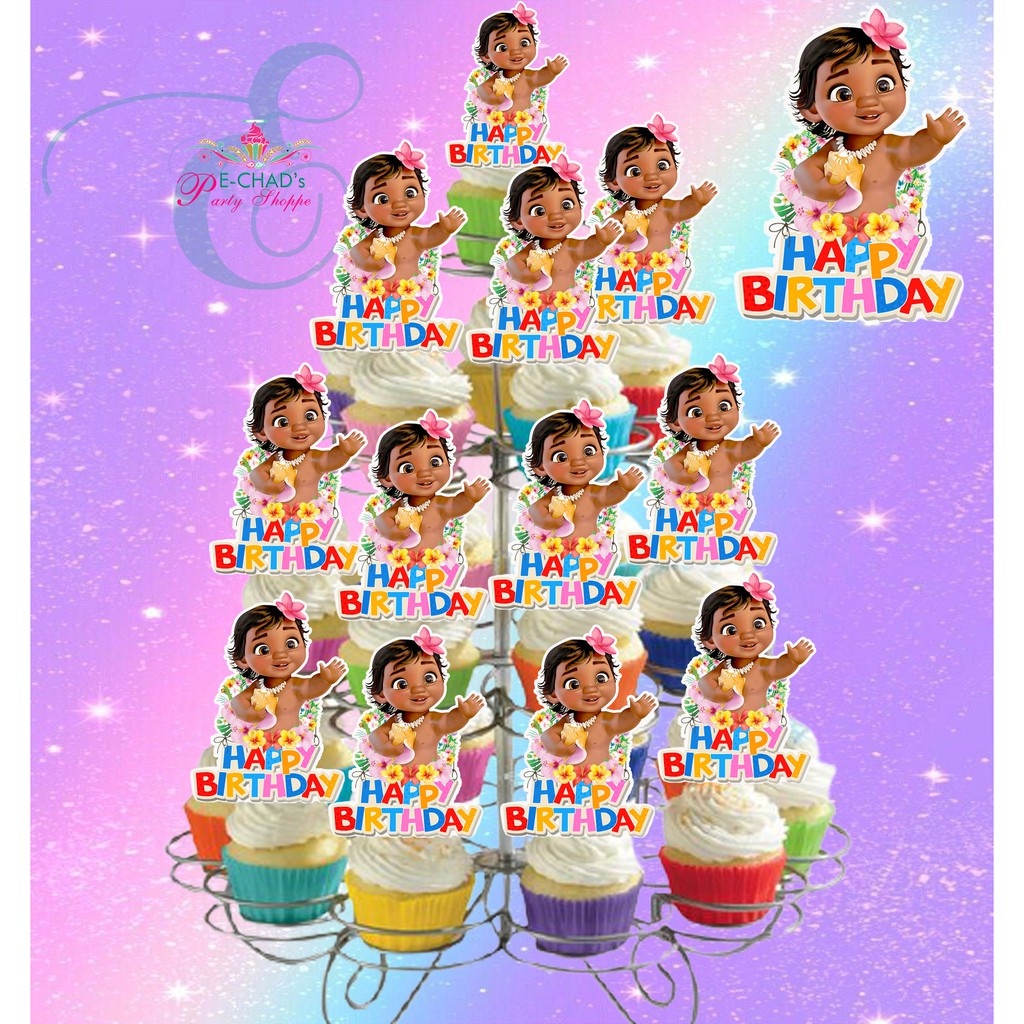 Baby Moana Theme Cupcake Topper 12pcs Pack Shopee Philippines