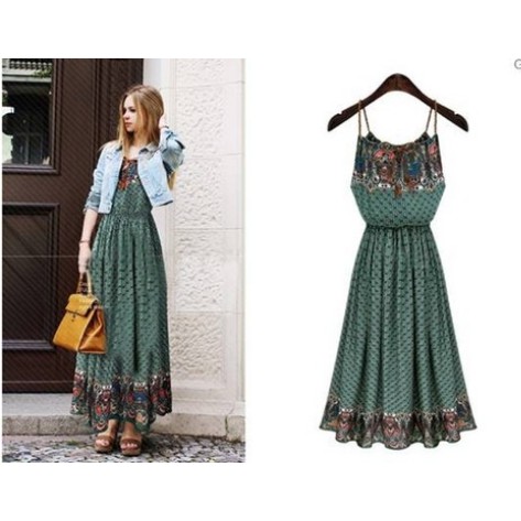 green flowy maxi dress