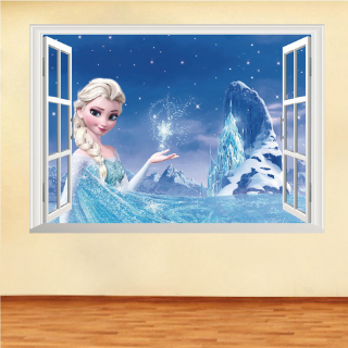  Stiker  Dinding Desain  Disney Elsa Frozen  3d Dapat Dicopot 