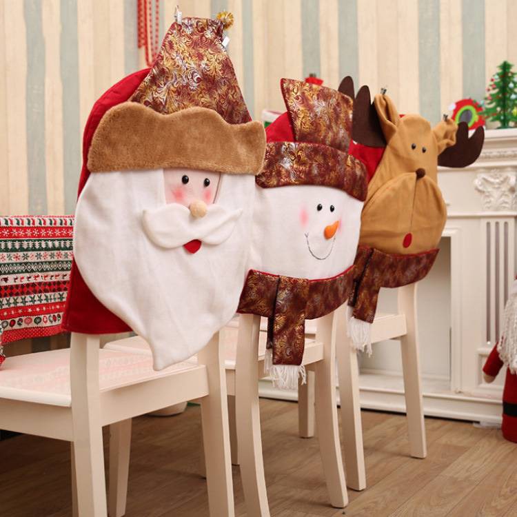 Christmas Chair Back Cover Xmas Party Home Festive Decor Shopee