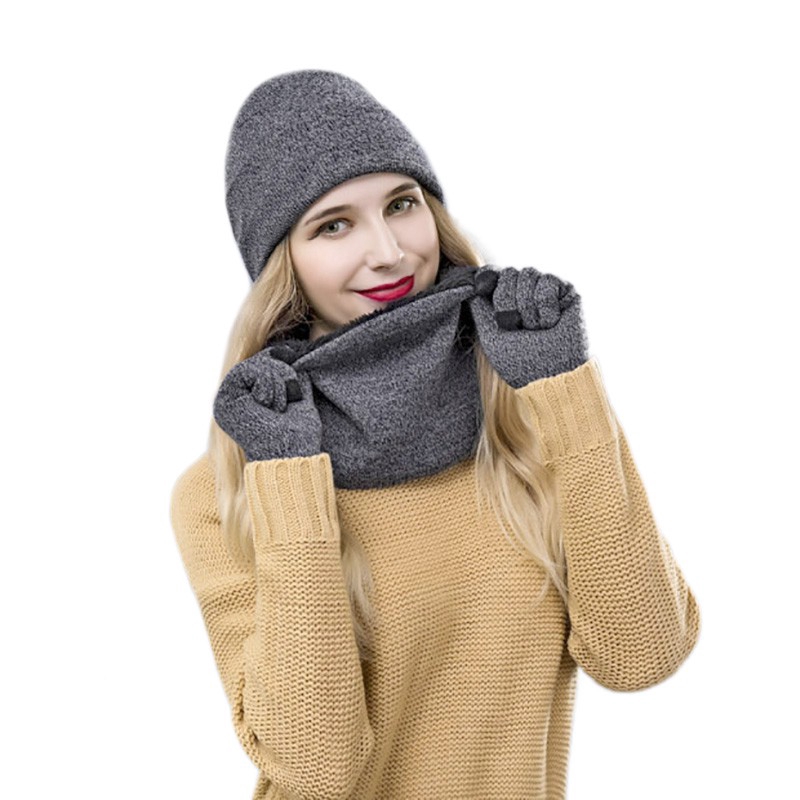 Winter Hat Scarves Gloves Kit Fashion Knitted Set | Shopee Philippines