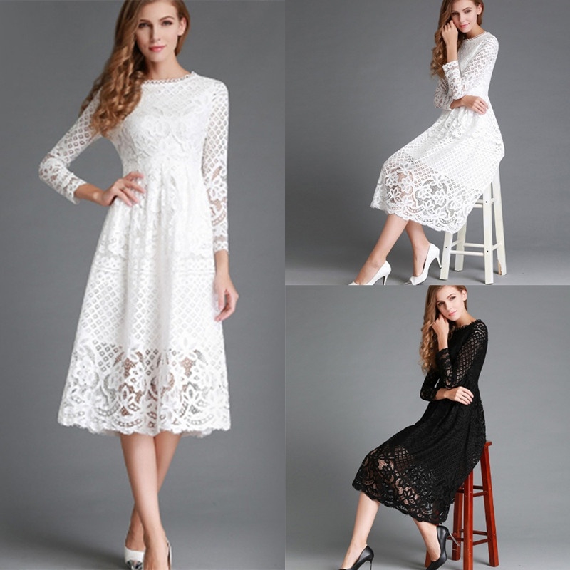 long white lace summer dress