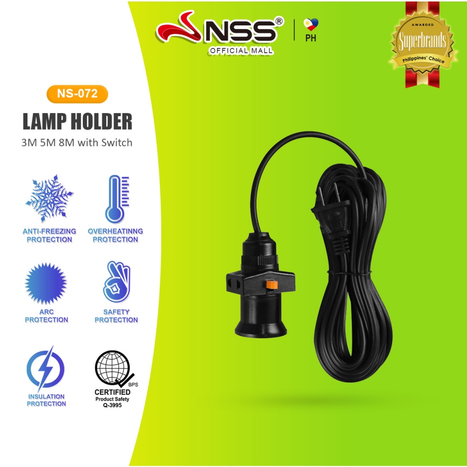 NSS Lamp Holder With Switch Cord Extension LED Light Bulb Holder Edison