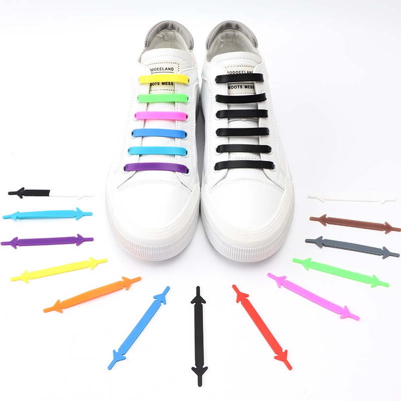 12Pcs Elastic Shoe Laces for Sneakers Silicone Stretch Shoelaces No Tie ...