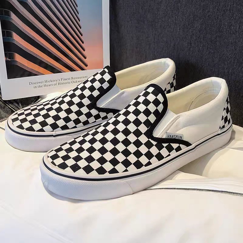VANS Classic canvas grid slip on shoes lazy shoes loafer Casual shoes ...