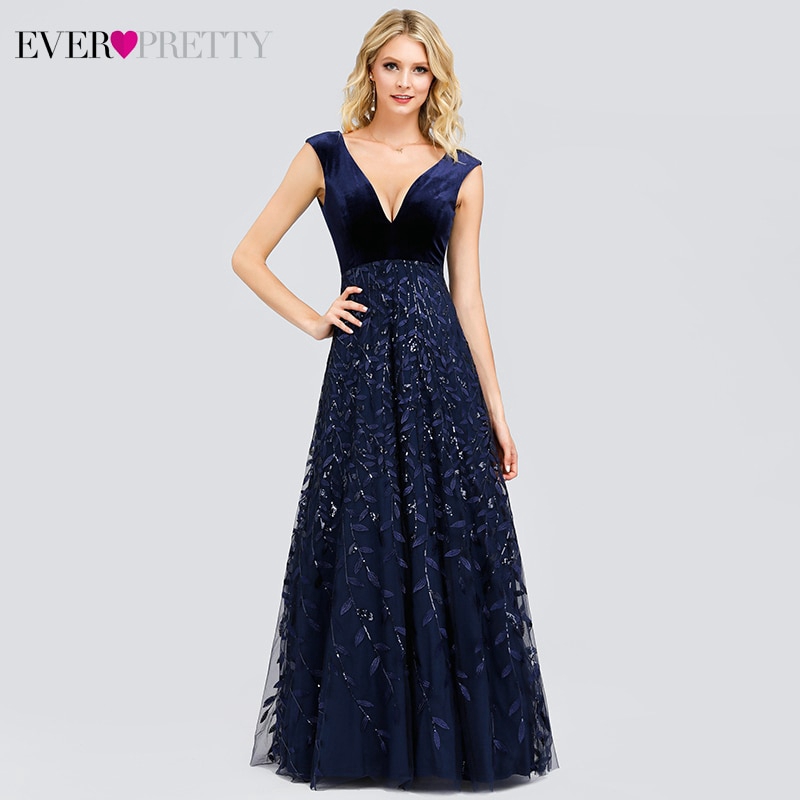 navy sequin evening gown