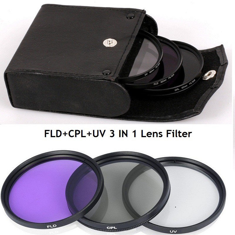 3piece UV CPL FLD 3in1 lens filter set, SLR camera color lens UV