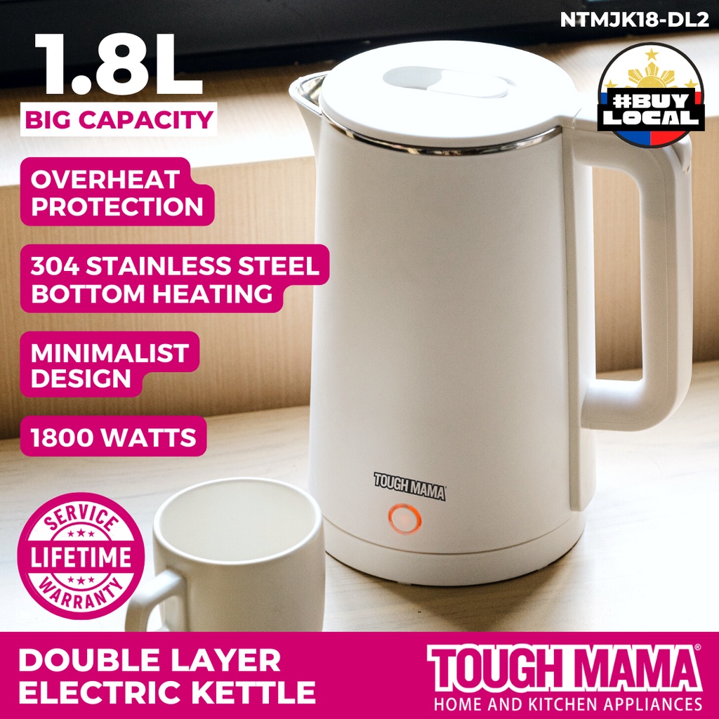 Tough Mama 1.8L Electric Kettle NTMJK18DL2 Double Layer WHITE Shopee