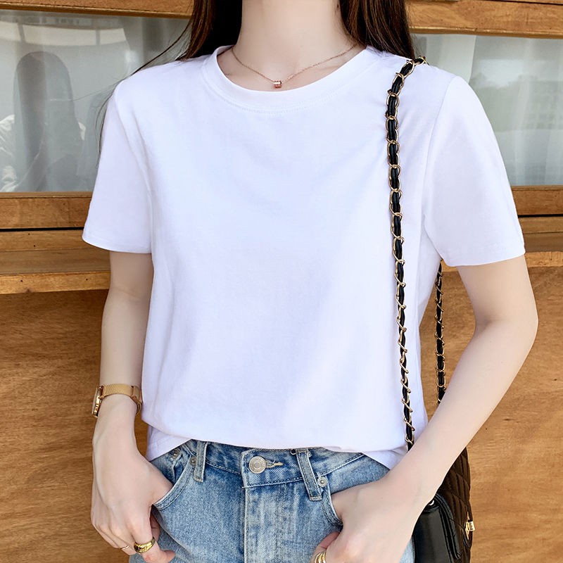 Loose short-sleeved Korean T-shirt women's inner wear small shirt, pure  cotton white top, women's co | Shopee Philippines