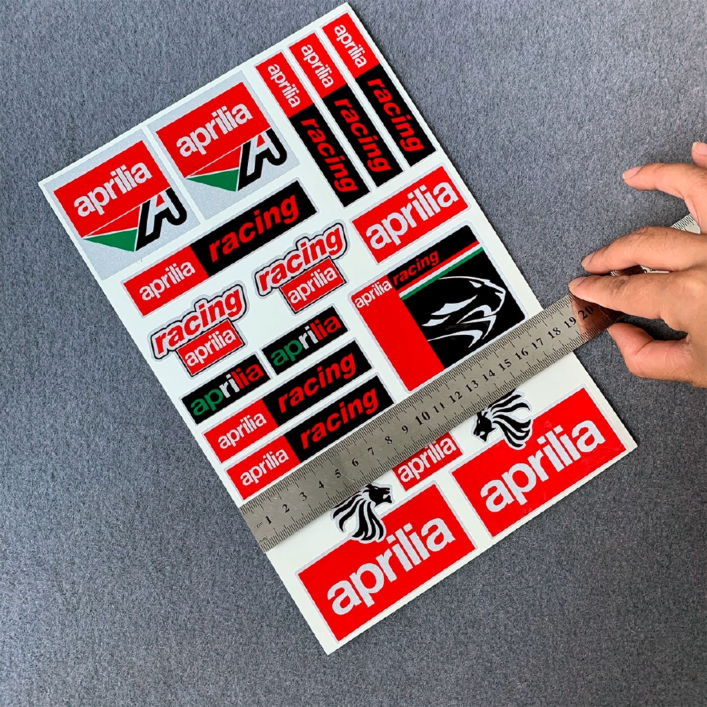 aprilia Silver Motorbike Motorcycle Team Racing Laminated Decals Sticker Kit 