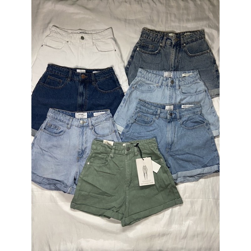 high rise flashback denim short