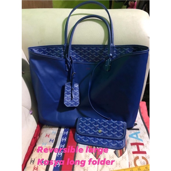 Goyard reversible tote blue large Japan preloved | Shopee Philippines